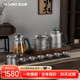 TILIVING （鈦立維）純鈦?zhàn)詣?dòng)上水壺電茶壺茶臺(tái)電熱燒水壺嵌入式一體茶盤 秦權(quán)壺消毒鍋款六杯12件套- 1.3L