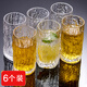 貞喜氣杯子套裝樹(shù)皮紋玻璃杯家用涼水杯待客茶杯6個(gè)套裝啤酒杯大容量 透明樹(shù)皮杯【高款】 360ml 6只