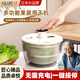 AILUKI日本蔬菜脫水器家用手動沙拉甩干機果蔬甩水菜籃洗水果瀝水藍(lán) 【中心按壓款】白色-小號3L