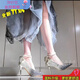 元蓓盈2024新款感亮片漸變色蝴蝶結(jié)法式高跟鞋女水晶成人禮伴娘單鞋 漸變升級版 6cm 37