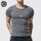 點(diǎn)悟重磅螺紋棉短袖t恤男白色運動(dòng)修身緊身彈力長(cháng)袖內搭打底衫秋冬季 短袖深花灰 XL （142-155斤）修身