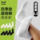 貓人（MiiOW）襪子男夏季中筒棉襪男士毛巾底運動(dòng)襪跑步長(cháng)筒襪吸汗透氣休閑短襪 防滑減震中筒白色 5雙