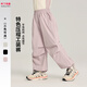 布丁哈魯【壓褶刺繡】女童寬松休閑工裝褲25夏款中大童透氣舒適字母闊腿褲