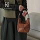 明治KHDESIGN女包真皮水桶包輕奢高級感手提單肩斜挎包折奏包新年禮物 駝色