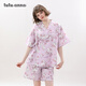 tutuanna全棉睡衣女夏 雙層紗HelloKitty滿印和服短袖家居服套裝 淺粉色套裝 均碼 (適合身高155-170cm體重80
