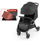 MASTER寬體嬰兒車(chē)推車(chē)0-10歲可坐可躺輕便一鍵折疊大童胖寶兒童遛娃神器 黑色+蚊帳+杯架