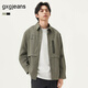 gxg.jeans男裝長(cháng)袖襯衫 多色口袋設計工裝戶(hù)外風(fēng)翻領(lǐng)襯衣 25年春新品 墨綠色 L (175)
