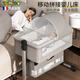Trimigo（泰美高）嬰兒床換尿布臺過(guò)功能折疊拼接新生兒床寶寶小睡床移動(dòng)嬰兒搖搖床 淺灰 帶尿布臺多功能搖籃嬰兒床 【尿布臺+蚊帳+頭枕+床墊+涼席】