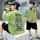 卡兔藍貓男童夏裝套裝2025新款兒童裝薄款男孩夏款中大童夏季運動(dòng)酷帥氣潮 綠色 150