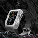 AZMAX蘋(píng)果AppleWatch手表s7s8 s9 se3表帶iWatch手表帶高級感小眾創(chuàng  )意金屬改裝表殼 銀表殼+黑表帶 44/45mm forS5/6/7/8/9/SE3