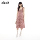 DZZIT地素連衣裙2025夏季新款法式碎花荷葉邊無袖裙子女3J2O3276P 大紅色（無袖） M