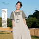 片斷休閑褲女2025夏季新款減齡慵懶風小個子通勤百搭藏肉背帶褲 卡其 S