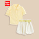 IEFMINI【愛依服童裝】2025夏季新款法式洋氣可愛女童上下套褲 黃白條 160