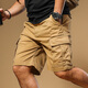 季言潮流美式重磅復古工裝短褲男高級感痞帥夏季純棉多袋五分褲休閑潮 深卡其色 38