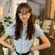 微光里襯衫連衣裙女2025新款法式氣質(zhì)清新收腰設(shè)計(jì)感顯瘦釣系約會(huì)長(zhǎng)裙 藍(lán)色 L