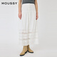 moussy 2025春季新品法式田園風(fēng)拼接蕾絲高腰半身裙010IS931-2821 010白色 S