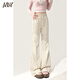 JZDZ2026春秋季白色小個(gè)子軟糯碎花微喇褲女早春新款休閑糯米喇叭長(cháng)褲 202杏色 【春秋-】 常規 XL 【115斤-135斤】
