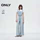 ONLY2025夏季新款做舊水洗寬松闊腿褲長(cháng)褲背帶牛仔褲女|125264002 J32洗水牛仔藍 M M褲長(cháng)減短