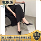 啄木鳥法式高跟鞋包頭涼鞋仙女鞋子2025新款春夏季氣質(zhì)名媛裸色尖頭單鞋 黑色【專柜版】 37