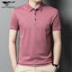 七匹狼夾克專(zhuān)家2025夏季免燙桑蠶絲翻領(lǐng)男士T恤商務(wù)休閑中年短袖男式冰爽T恤衫 紫紅色 M 170