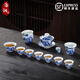 洛湘景德鎮(zhèn)青花瓷茶具套裝功夫茶杯山水辦公家用中式陶瓷蓋碗商務(wù)送禮 青花瓷【青花山水-】禮盒裝 12頭