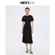 奈蔻【沁爽醋酸】NEXY.CO/奈蔻2025年夏季新款收腰設計感法式連衣裙女 黑色 M