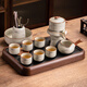 瓷牌茗茶具觀(guān)山自動(dòng)茶具整套汝窯泡茶器全套家用禮品功夫茶具排水茶盤(pán)套裝 水墨觀(guān)山自動(dòng)茶具六杯+道洗盤(pán)