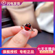 純漫澄天然鴿血紅色寶石榴石女戒指開(kāi)口指環(huán)925銀鍍18K日韓生日禮物 玫瑰金色開(kāi)口