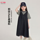 布丁哈魯女童時尚寬松V領(lǐng)裙子2025夏季新款中大童簡約百搭牛仔背心連衣裙