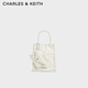 CHARLES&KEITH純色褶皺磁吸手提斜挎托特包包女包生日禮物CK2-30782347 Cream奶白色 S