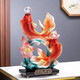 招財年年有魚擺件高級感客廳玄關(guān)酒柜裝飾品桌面創(chuàng)意新中式工藝品 雙魚戲珠-紅色