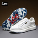 Lee女鞋小白鞋休閑板鞋新款牛皮厚底低幫運動(dòng)休閑鞋子 女款白色 36