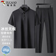 啄木鳥（TUCANO）短袖t恤運動套裝男夏季冰絲無痕翻領(lǐng)POLO衫舒適長褲男裝 黑色XL