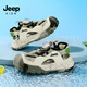 JEEP吉普兒童運動(dòng)涼鞋包頭旋鈕扣男童鞋夏季女童沙灘鞋古青/象牙白29