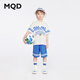 馬騎頓（MQD）【套裝】男大童夏季新品學(xué)院風(fēng)運動(dòng)休閑短袖五分褲兩件套 本白 160