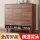 雷揚(yáng)鞋柜新中式實(shí)木框樓道外入戶室內(nèi)玄關(guān)家用門口大容量新款2025爆款 胡桃色120*35*100