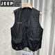 JEEP SPIRIT2025夏季新款工裝馬甲男寬松休閑美式復(fù)古無袖坎肩時(shí)尚速干馬夾潮 黑色 單層透氣 3XL