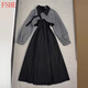 FSHE2025早春新款黑色長(cháng)袖連衣裙子女秋季小個(gè)子穿搭秋季套裝女 【衛衣罩衫+連衣裙】【過(guò)新年戰 L 60kg/L