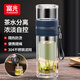 富光泡茶師茶水分離玻璃杯雙層功夫泡茶高檔高硼硅水杯便攜耐高溫杯子 雙層-藍色240ML