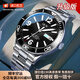 I&W CARNIVAL HWGUOJI瑞士品牌IW手表男機械表100米防水強夜光機械手表緑水鬼系列腕表 愛沃馳銀黑鋼帶/百米防水/進口機芯 升級加強版