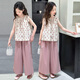 貝孩趣女童夏季套裝2025新款大童洋氣波點(diǎn)無(wú)袖T恤女孩寬松闊腿褲兩件套 粉色 150 碼(建議身高135-145厘米)