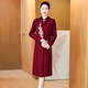 紫魅俏嫁女兒媽媽裝高貴禮服套裝連衣裙中年喜婆婆婚宴兩件套秋冬款外套 整套 套裝 2XL (建議125-135斤)