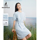 beanpole【度假連衣裙】濱波  春夏新款女士泡泡紗面料圓領(lǐng)短袖連衣裙 天藍色 S 160/84A