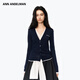 ANN ANDELMAN【膩膩同款】2026新款拼接針織衫假兩件長(cháng)袖V領(lǐng)開(kāi)衫 深寶藍 S