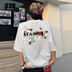 STA手寫(xiě)花卉字母logo短袖T恤男女款美式寬松涼感防曬t半袖情侶裝夏季 米白灰 M