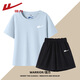 回力（Warrior）時(shí)尚潮流運動(dòng)風(fēng)套裝女2026年夏季修身短袖純棉短褲舒適休閑兩件套
