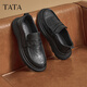 他她（TATA）商務(wù)休閑皮鞋男士樂(lè )福鞋一腳蹬真皮懶人鞋 黑色 40