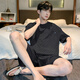 貓人睡衣男士夏季莫代爾短袖短褲夏天薄款男夏款大碼可外穿家居服套裝 60828男 2XL