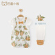 巴厘小豬嬰兒夏裝連體衣新生兒假兩件背帶哈衣紳士風(fēng)爬服夏季短袖寶寶衣服 豹豹一家 66cm