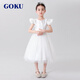 GOKU女童公主裙夏季新款蓬蓬紗禮服六一演出服生日禮服婚禮花童連衣裙 白色 120 建議體重34-40斤